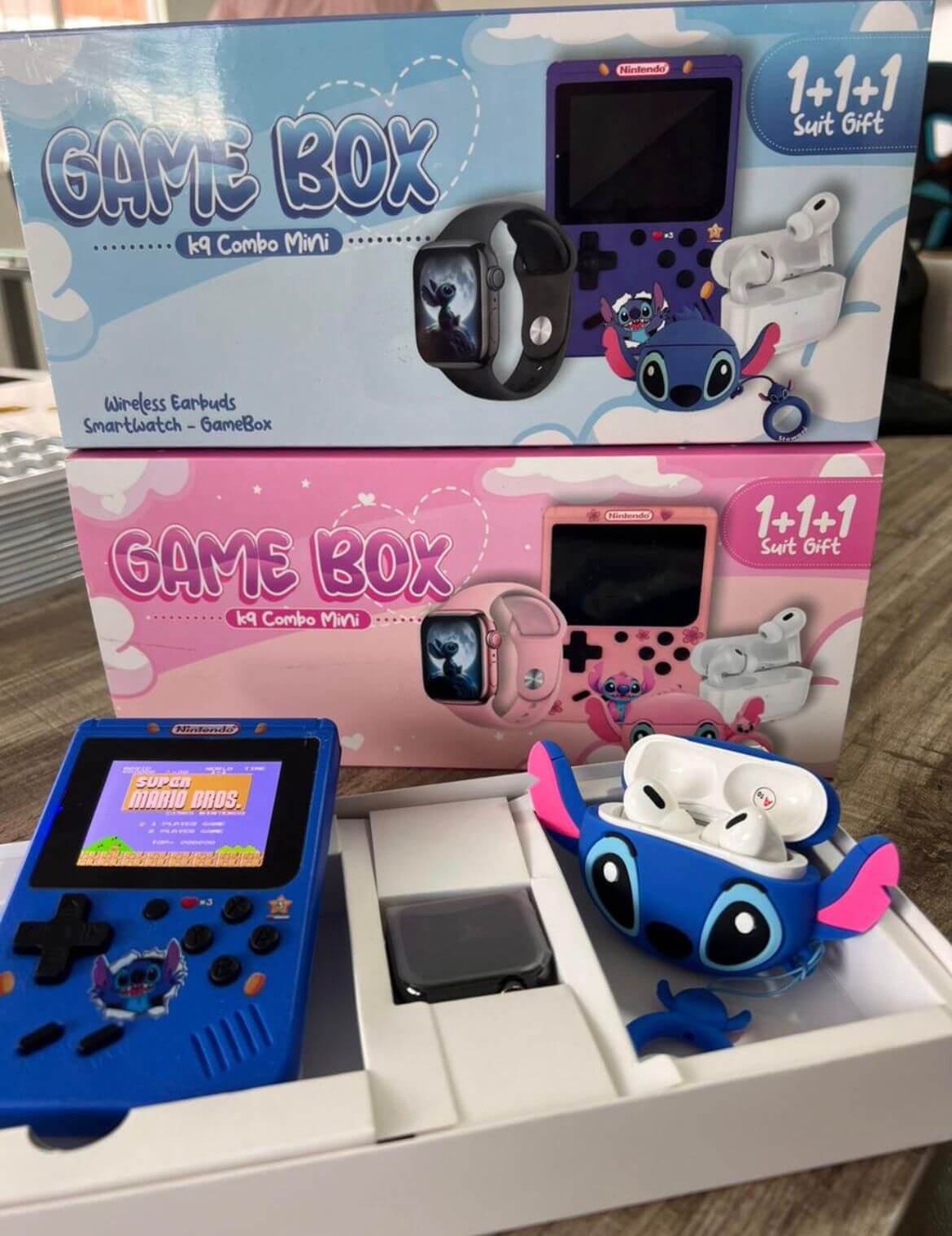 Consola 818+Game Boy+Audífonos+Reloj