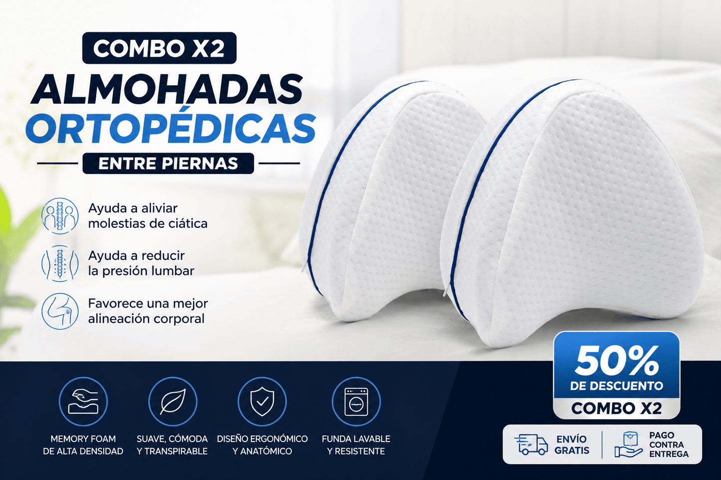 combo almohada entre pierna x 2