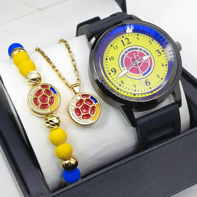 ⚽ Combo Tu Pasión Tricolor COLOMBIA: Reloj + Collar + Manilla